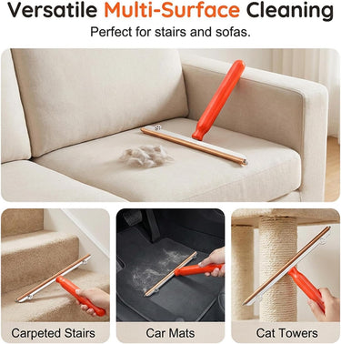 Carpet Rake for Pet Hair Removal | Rubber Fur Remover Broom