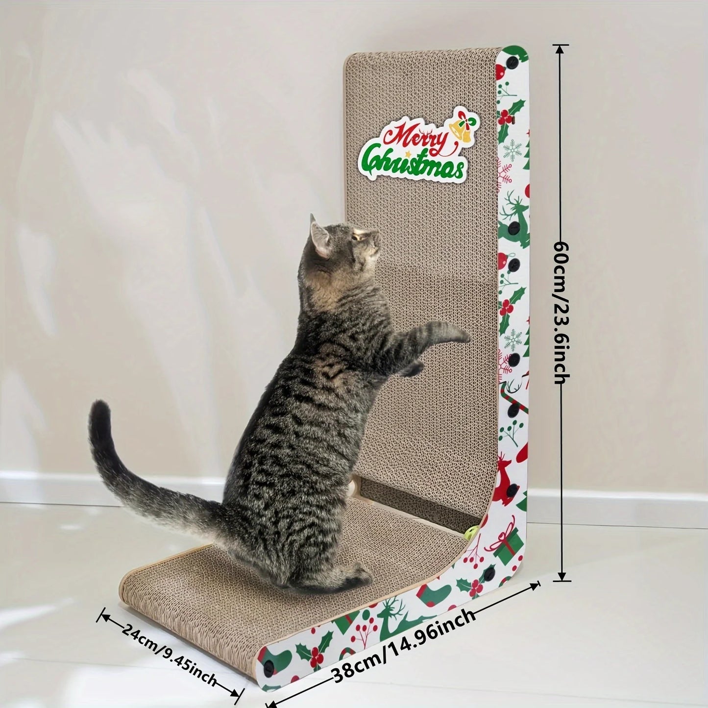 23.6 Inch L Shaped Cat Scratcher Wall Mounted Cardboard