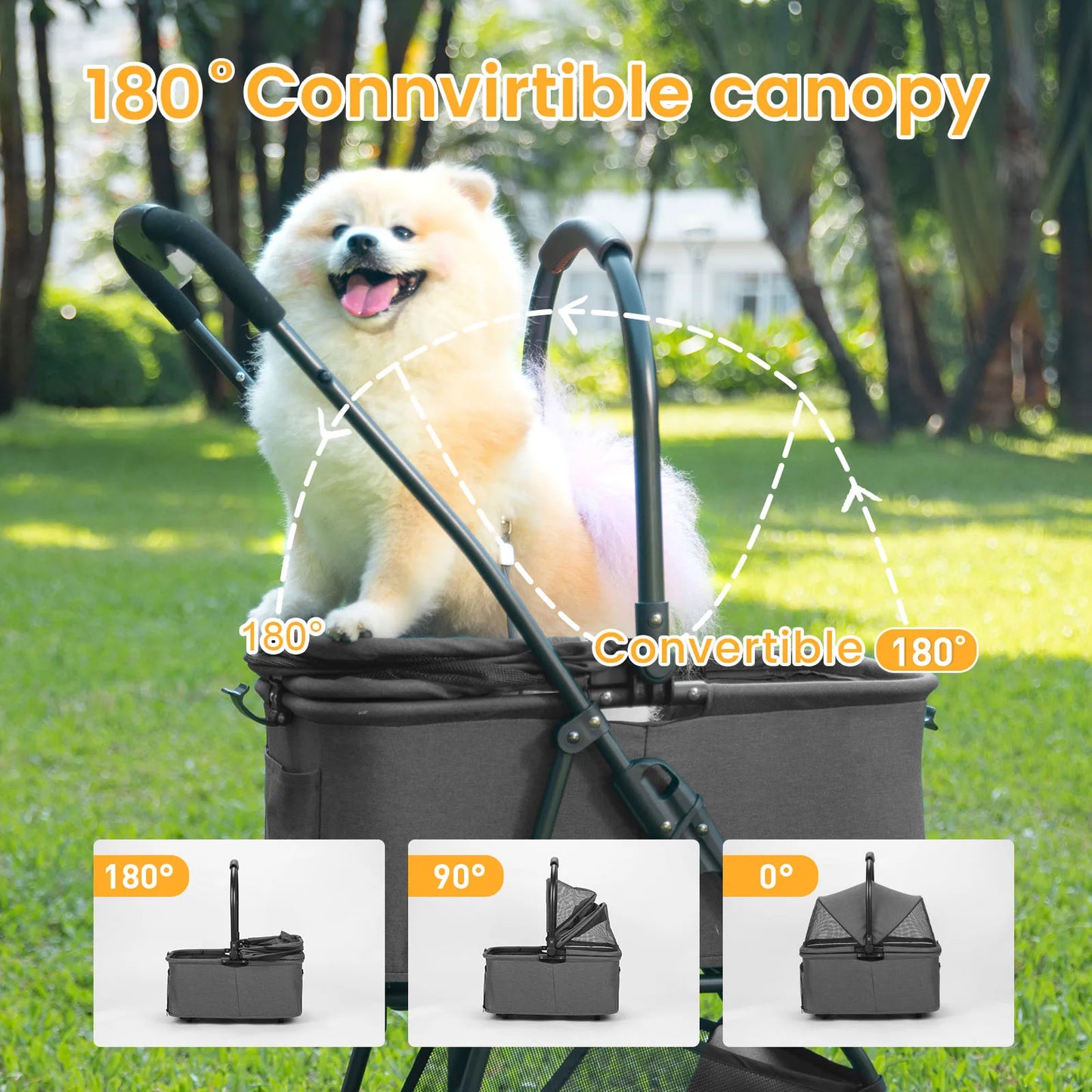 Wedyvko Luxury Detachable Pet Stroller With Cup Holder Four Wheel Travel Dog Cart Outdoor Carrier Bag