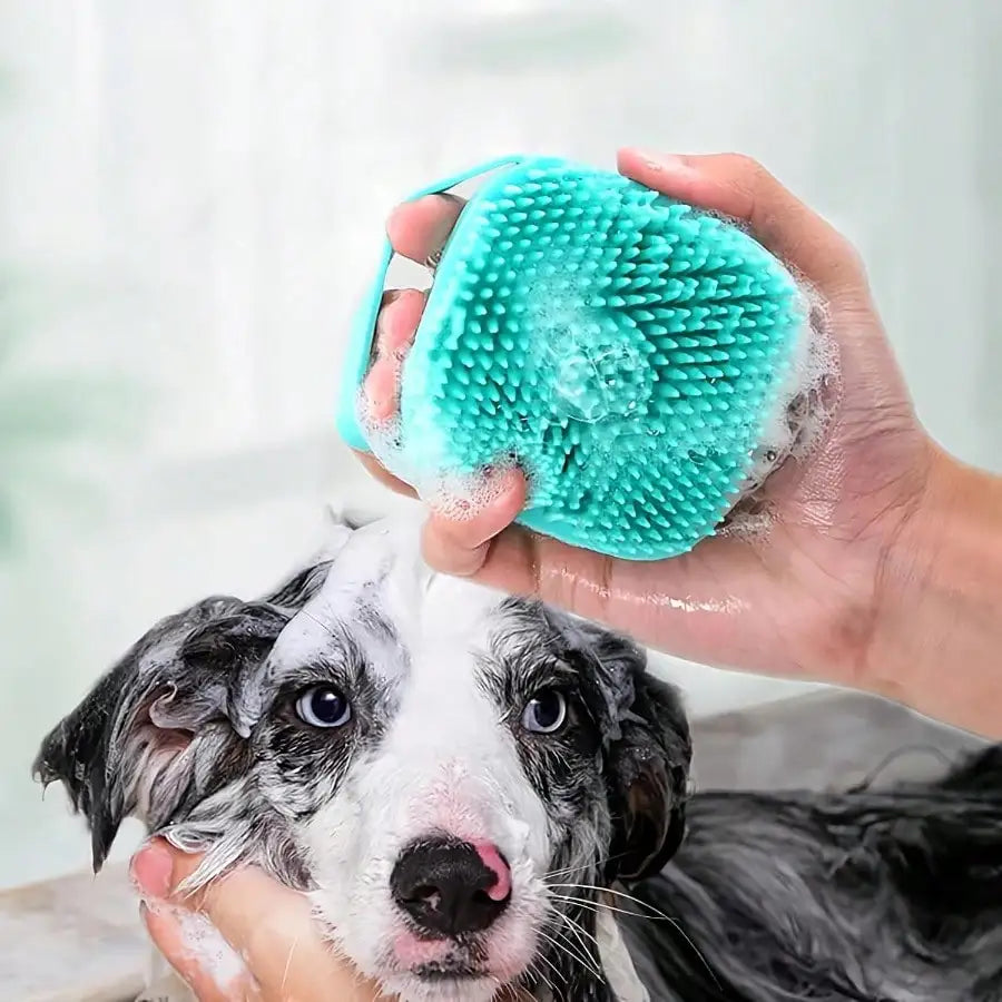 Silicone Pet Bath Brush With Shampoo Dispenser For Dogs