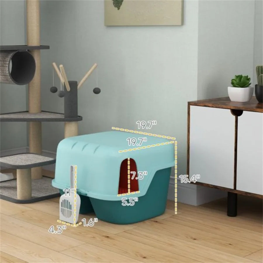 Fully Enclosed Cat Litter Box For Odor Control And Privacy