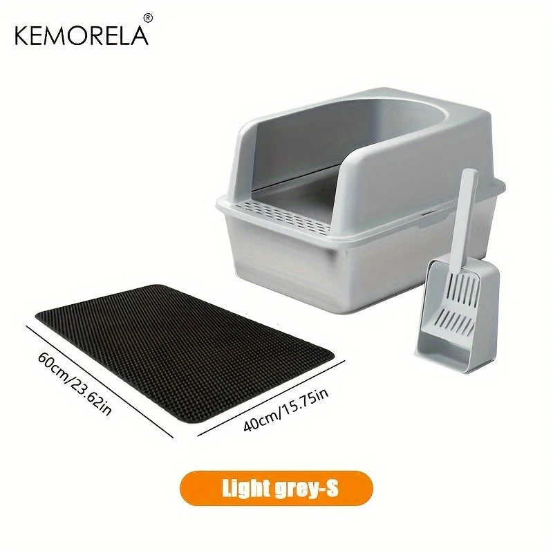 Stainless Steel Litter Box With Mat And Spade Lid High Side