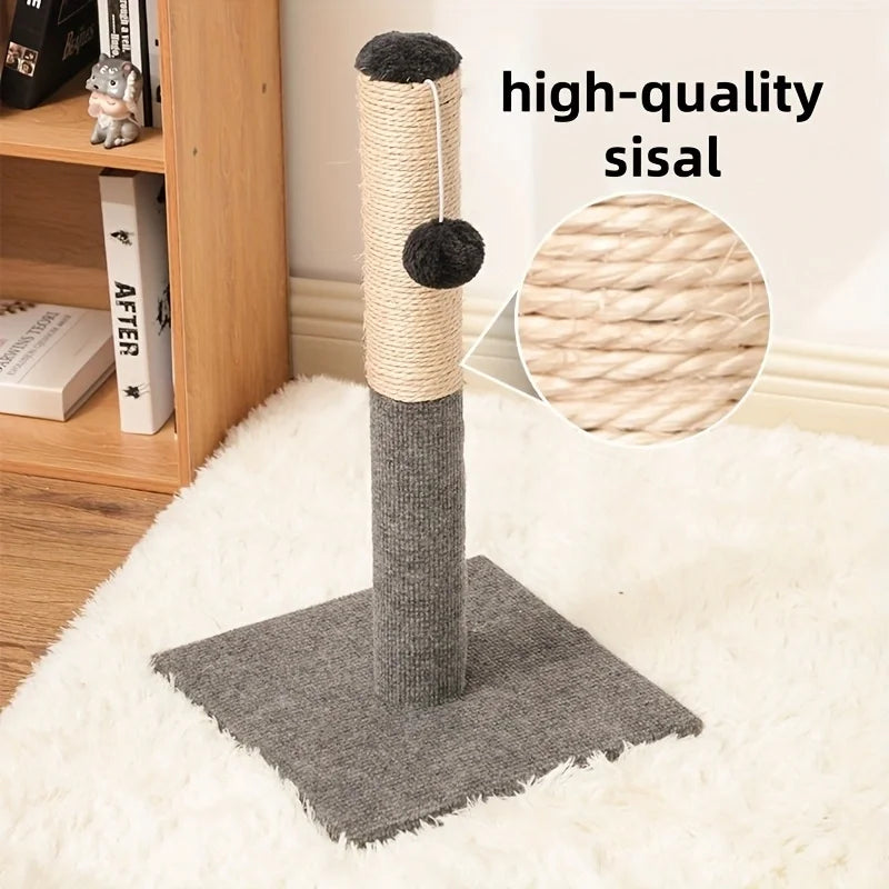 Natural Sisal Cat Scratching Post With Toy Ball Velvet Base