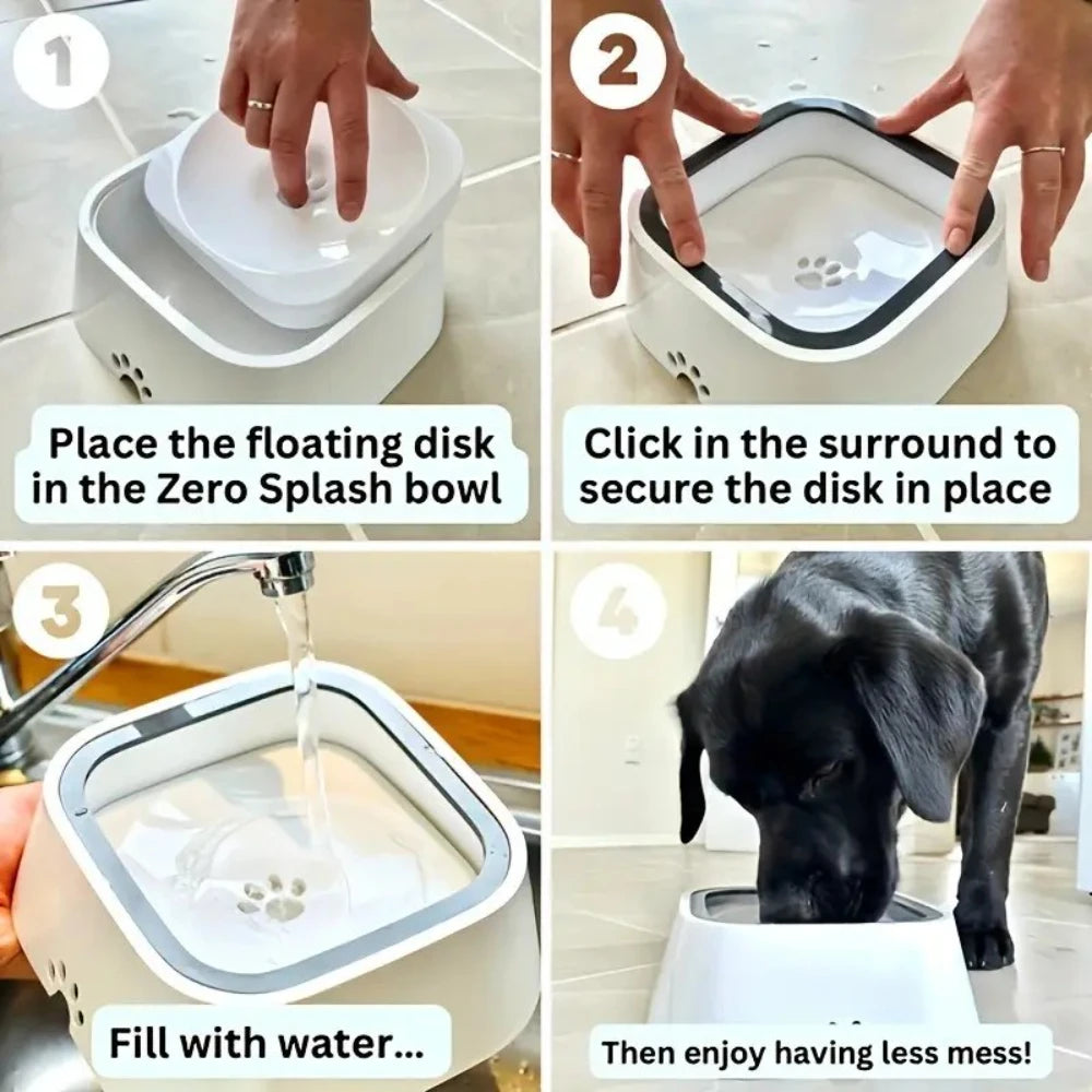 Non Slip Plastic Dog Water Bowl With Floating Filter Travel