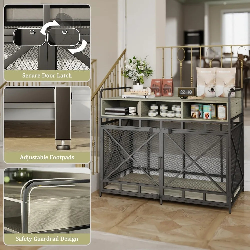 48 Inch Large Dog Crate End Table With 3 Drawers Heavy Duty