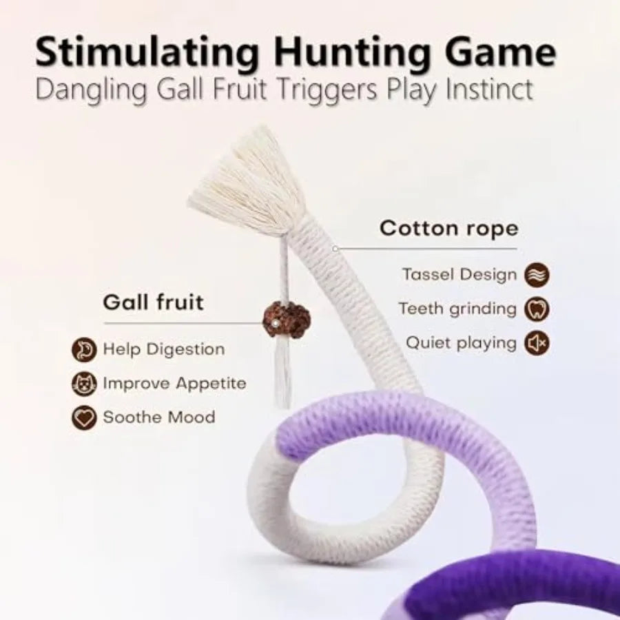 3 Pack Cat Chew Toys Rope Set Natural Sisal Cotton Rope Cat Toys With Catnip Pet Friendly Teething Oral Care For Indoor