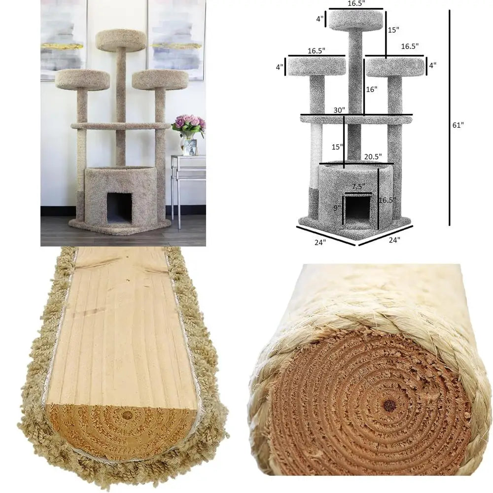 Luxurious Tan Maine Coon Cat Tree House Model 130014
