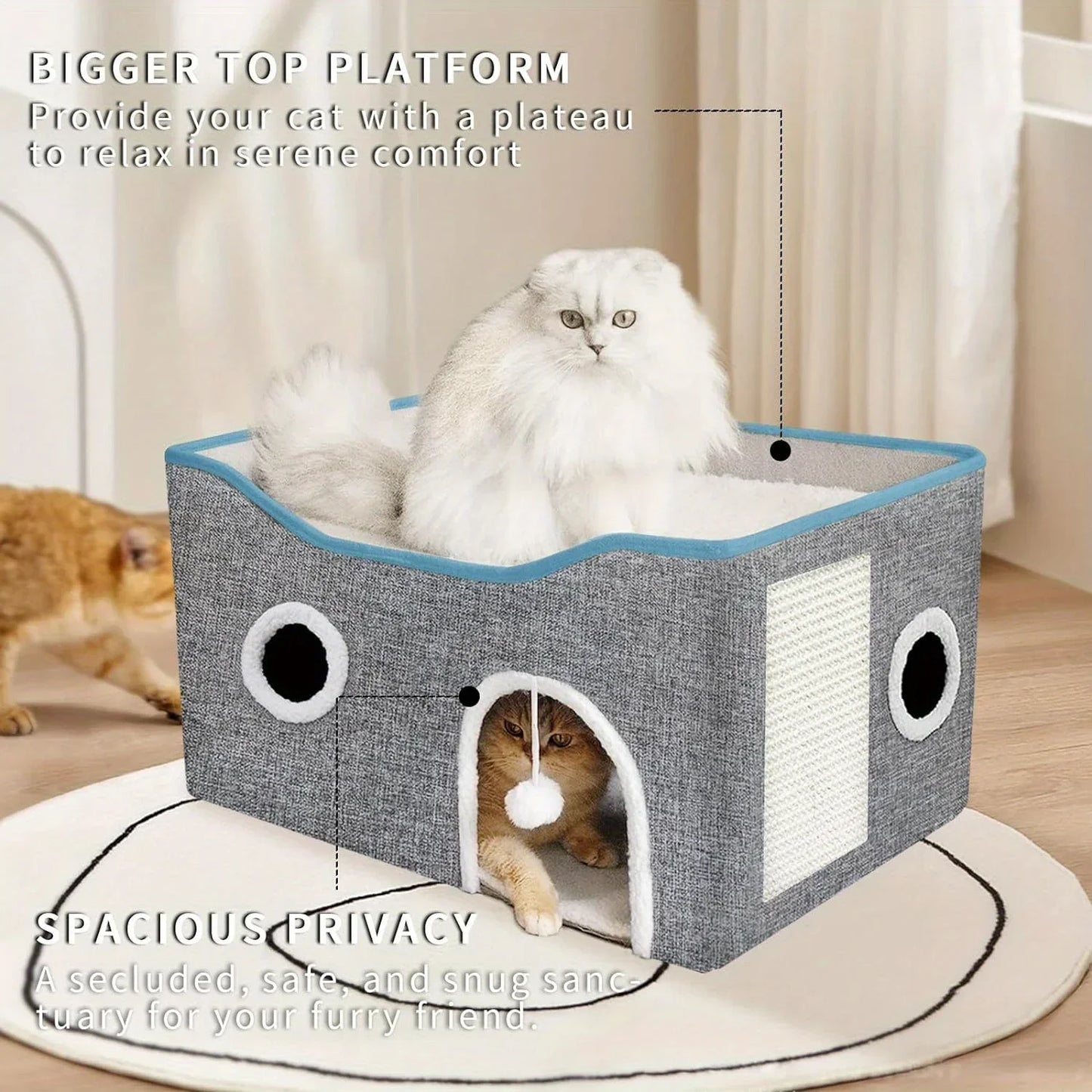 Four Season Pet Furniture Cushion Cat Tree Bed With Ball