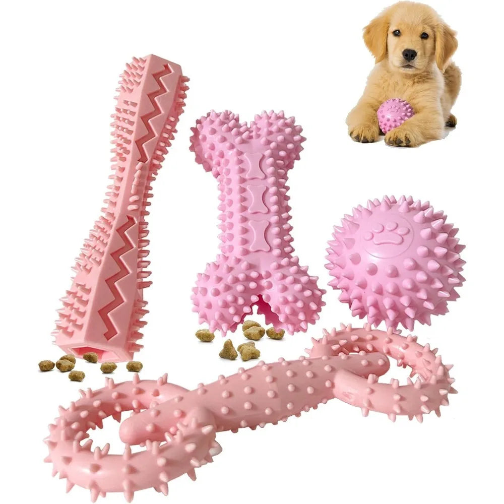 Pink Teething Chew Toys For Puppies Two To Eight Months