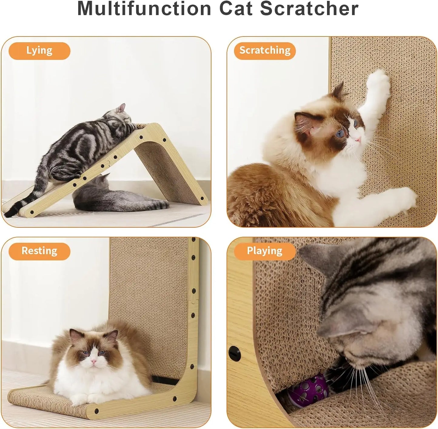 L Shape Cat Scratcher 23.6 Inch Cardboard Cat Scratch Pad