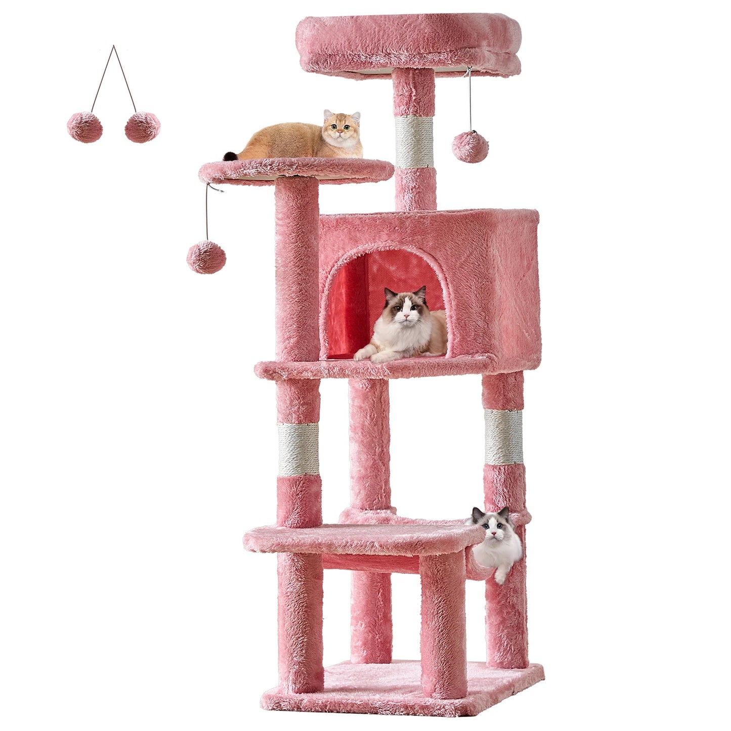 JHK 44 Inch Tall Multi Cat Climbing Tree With Sisal Posts