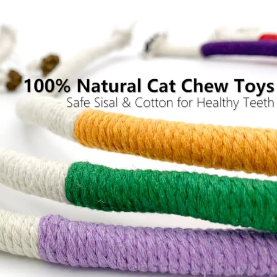 3 Pack Cat Chew Toys Rope Set Natural Sisal Cotton Rope Cat Toys With Catnip Pet Friendly Teething Oral Care For Indoor