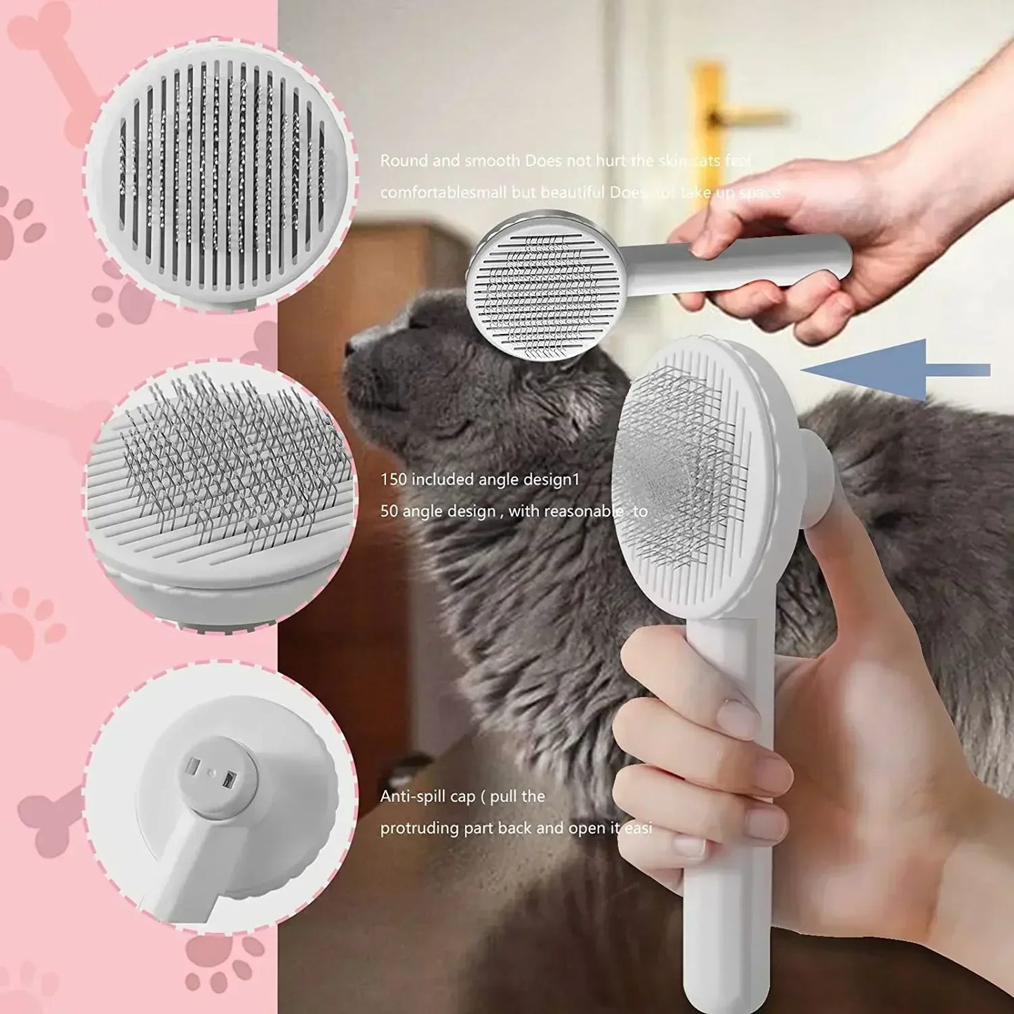 One Click Hair Removal Cat Brush For Pets Grooming Tool