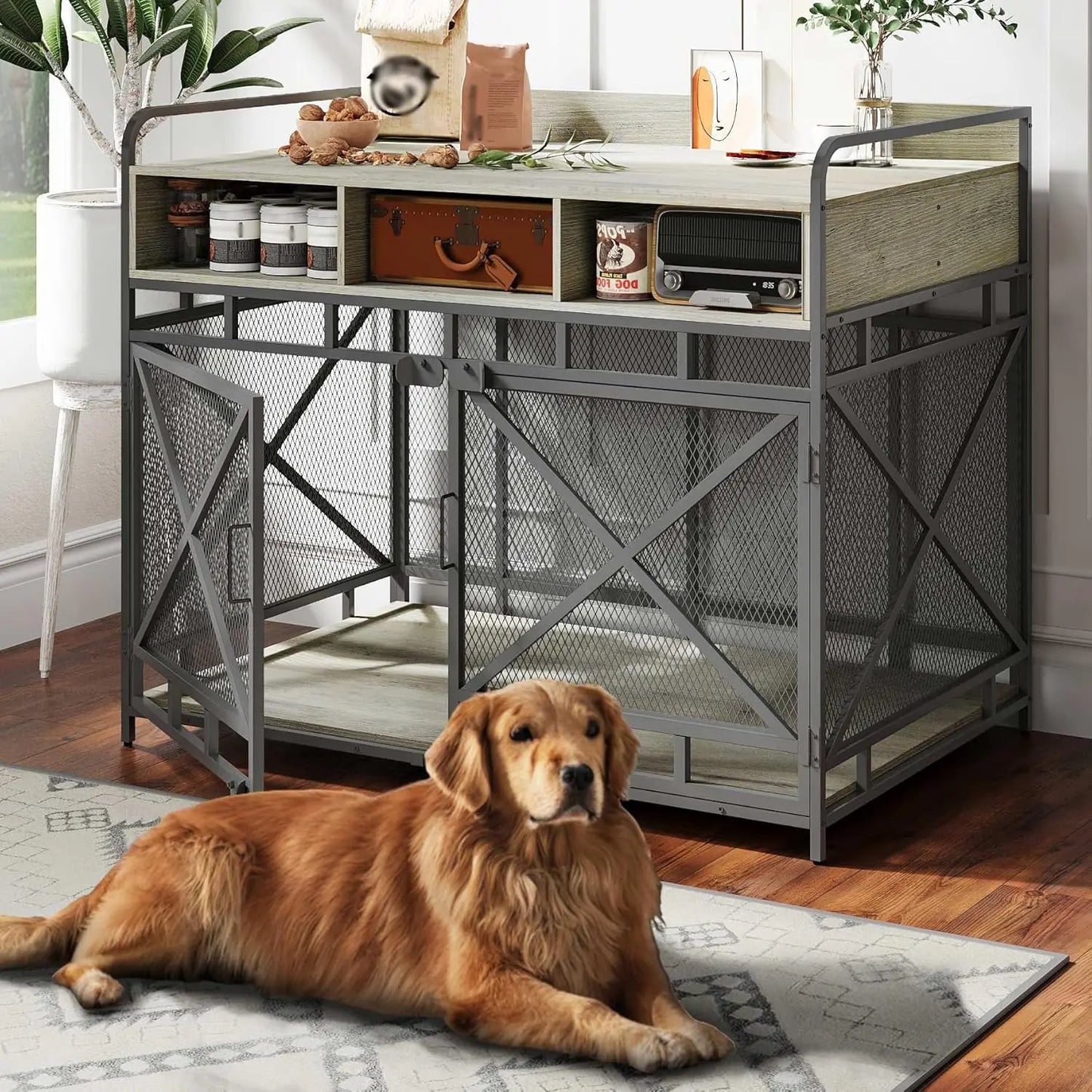 48 Inch Large Dog Crate End Table With 3 Drawers Heavy Duty