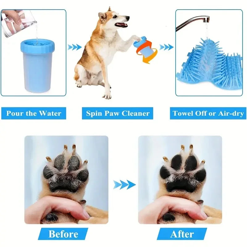 Portable Dog Paw Washer Cup With Soft Bristles For Mud