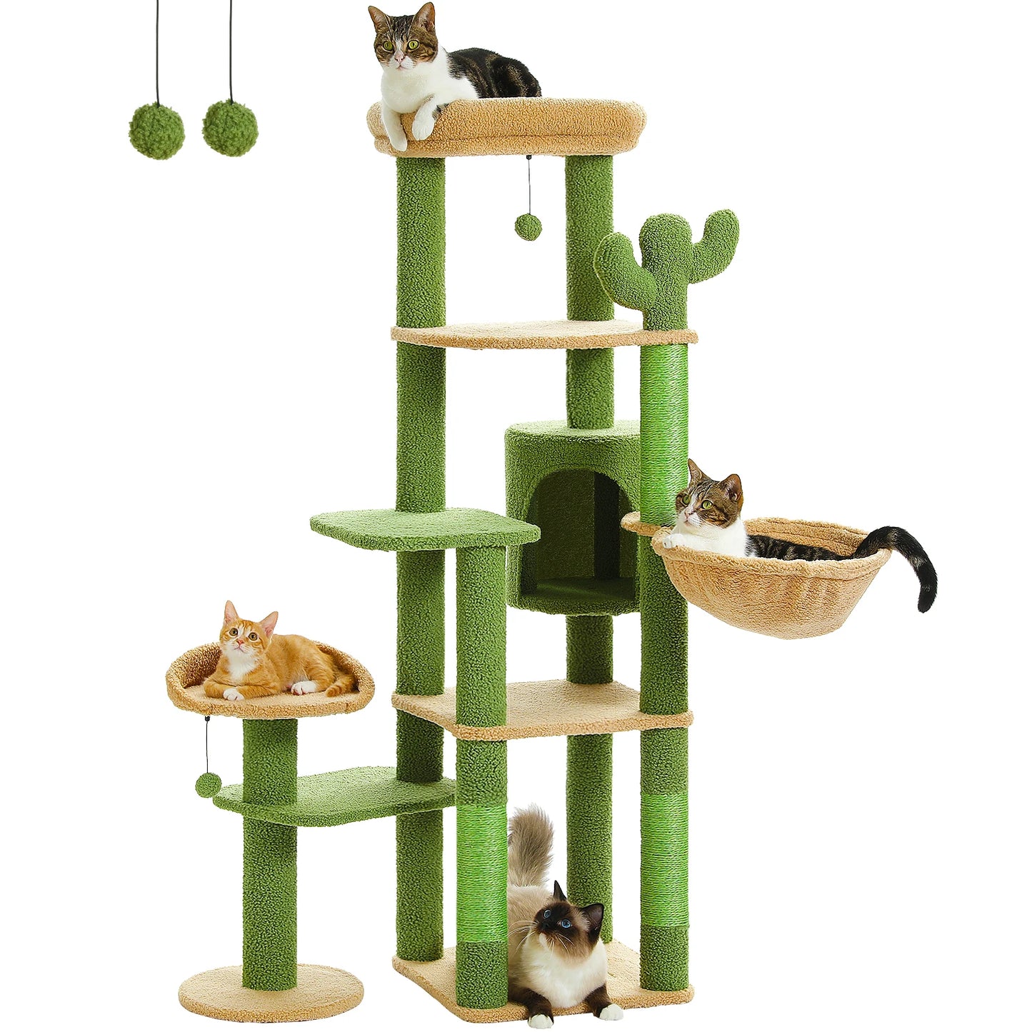 Cactus Tall Cat Tree Indoor Large Cats Multi Level Condo