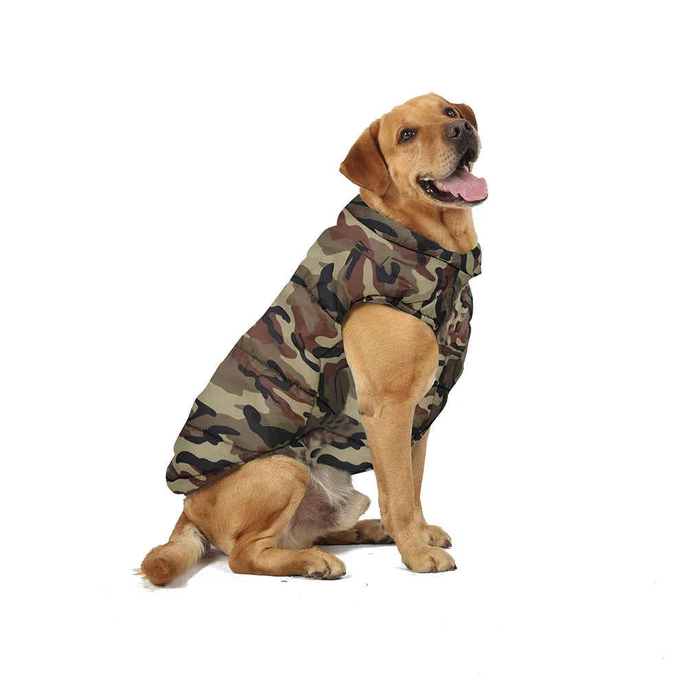 Winter Waterproof Dog Coat Camouflage Print For Large Dogs Windproof Labrador Retriever Apparel