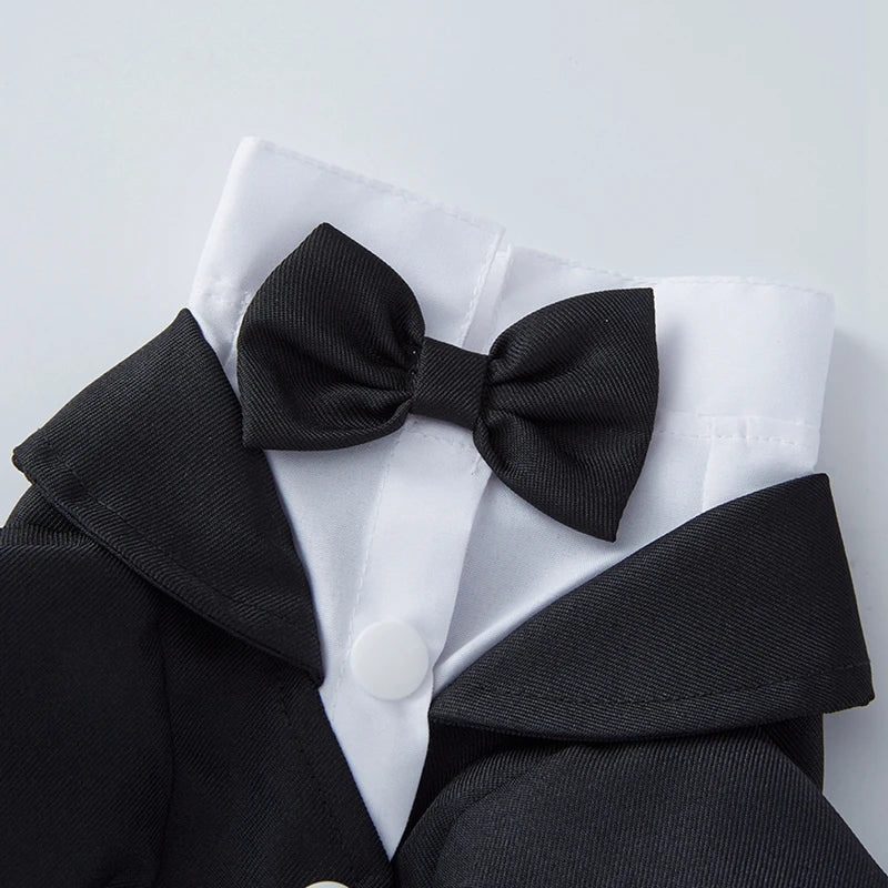 Dog Tuxedo Wedding Suit With Bow Tie For Small Medium Dogs