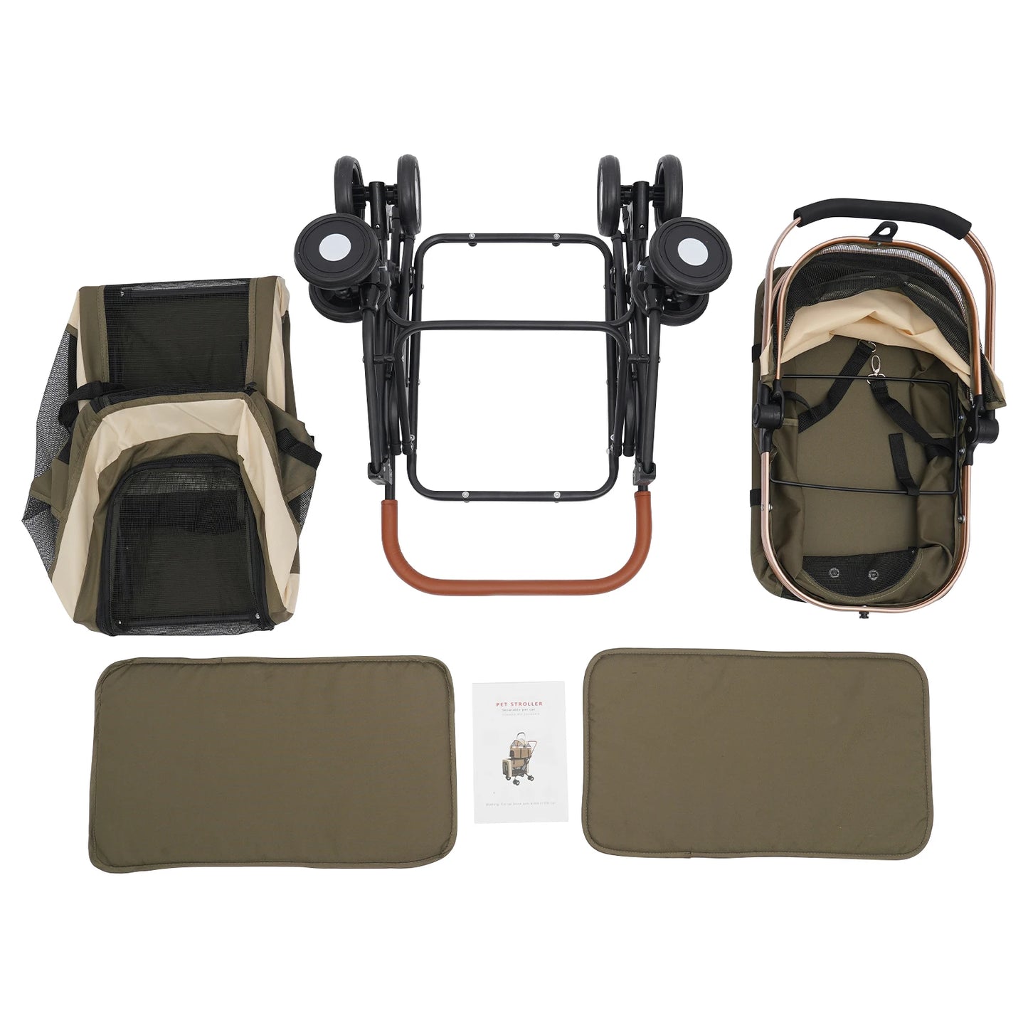 Detachable Double Tier Pet Stroller For Small And Med Dogs