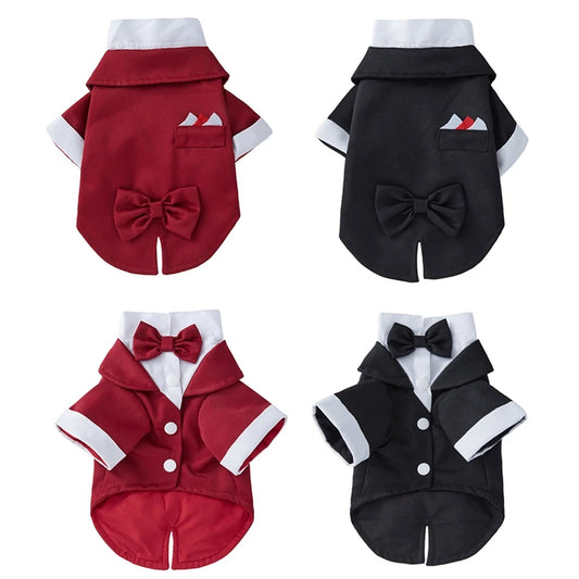 Dog Tuxedo Wedding Suit With Bow Tie For Small Medium Dogs
