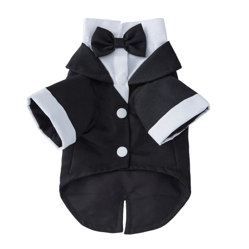 Dog Tuxedo Wedding Suit With Bow Tie For Small Medium Dogs