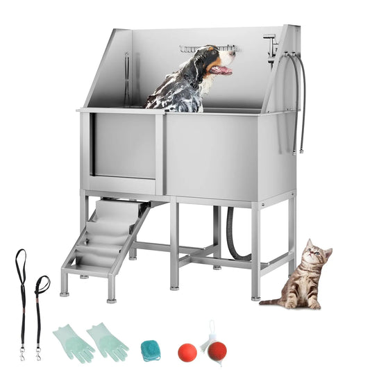 Stainless Steel Dog Bathing Station With Ramp And Grate