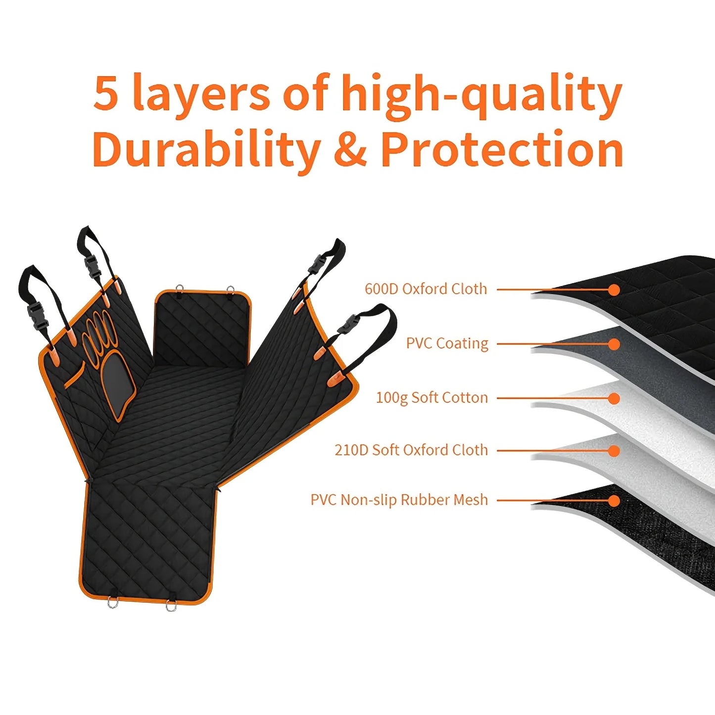 Heavy Duty Dog Rear Seat Cover Hammock Scratch Resistant