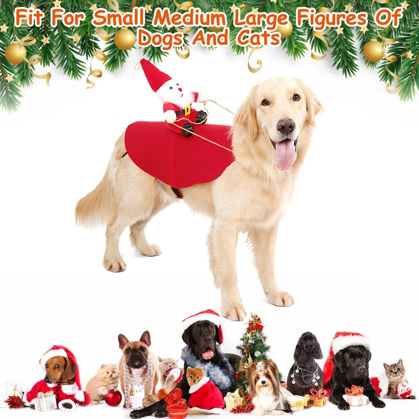Red Winter Coat For Pet Dog Santa Bell Cosplay Outfit