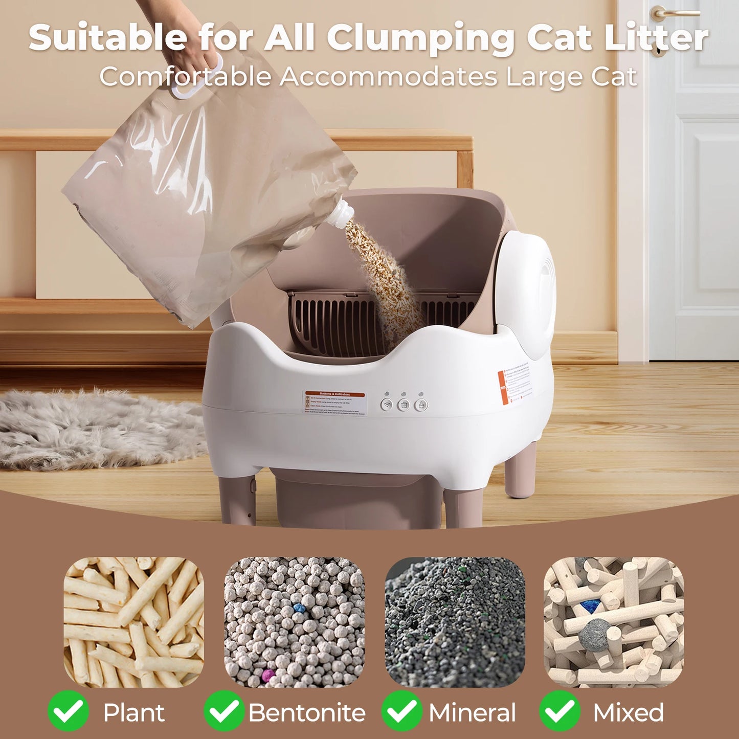 Automatic Self Cleaning Litter Box For Cats With App