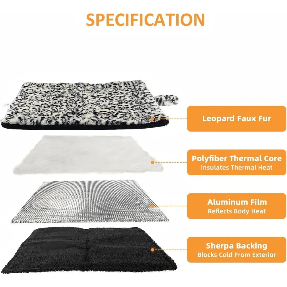 Self Warming Cat Bed Pad, Pet Warming Bed and Self Heating Pad for Indoor & Outdoor Cat Houses and Small Dogs, Non-Electric Pet
