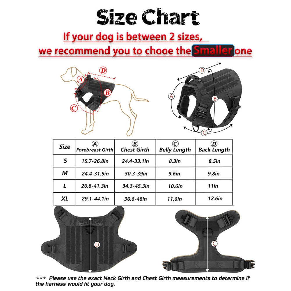 Military Dog Harness Vest Set For Large Dogs Tactical Leash