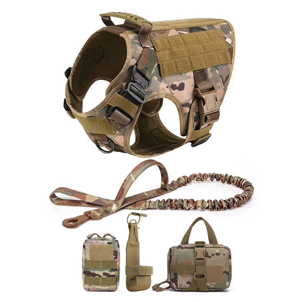Military Dog Harness Vest Set For Large Dogs Tactical Leash