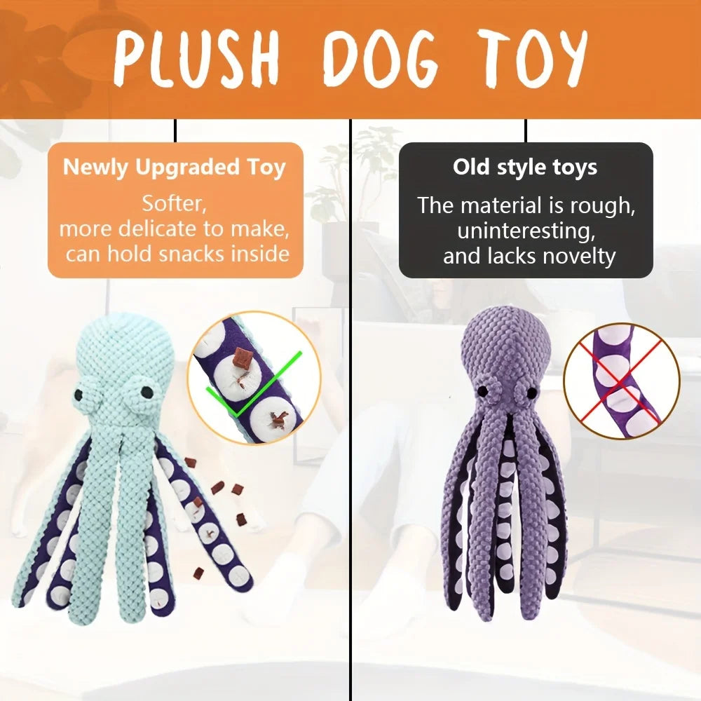2 Octopus Plush Dog Toy Squeaky Bite Resistant Chew Toy