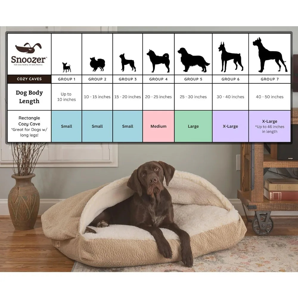 Luxury Rectangle Cozy Cave Dog Bed Microsuede Extra Large