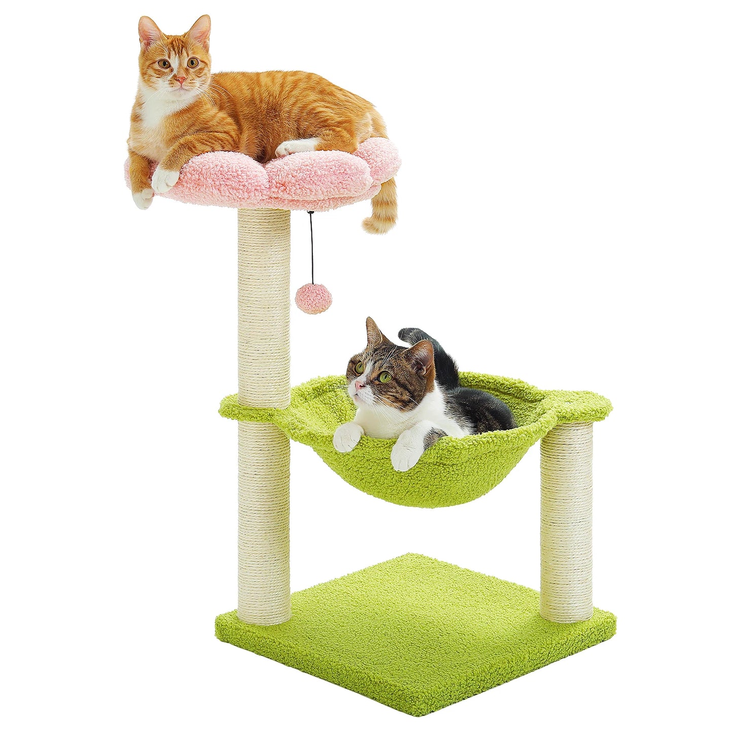 PAWZ Road Flower Cat Tree With Sisal Scratching Post Large Hammock Soft Top Perch Three Layer Cat Tower For Indoor Cats