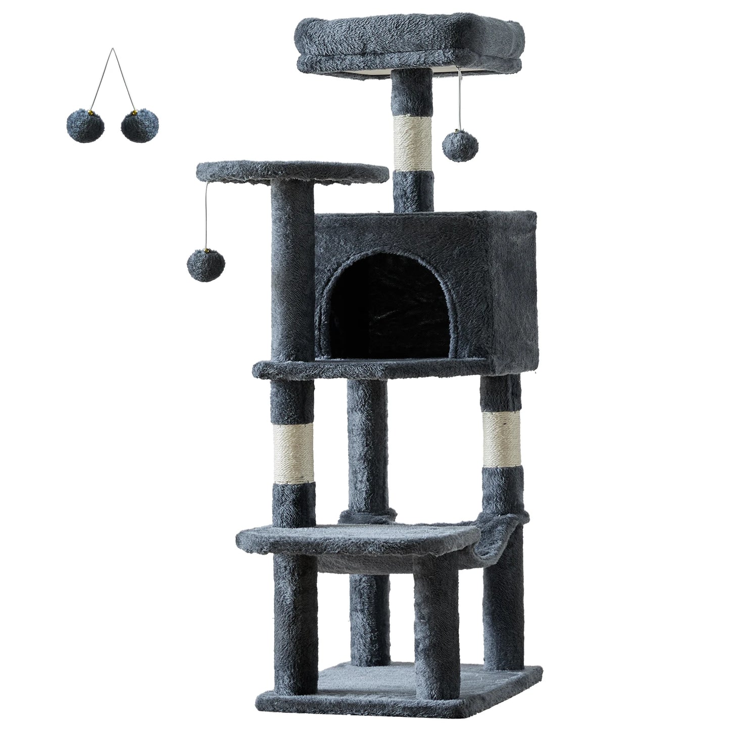 JHK 44 Inch Tall Multi Cat Climbing Tree With Sisal Posts
