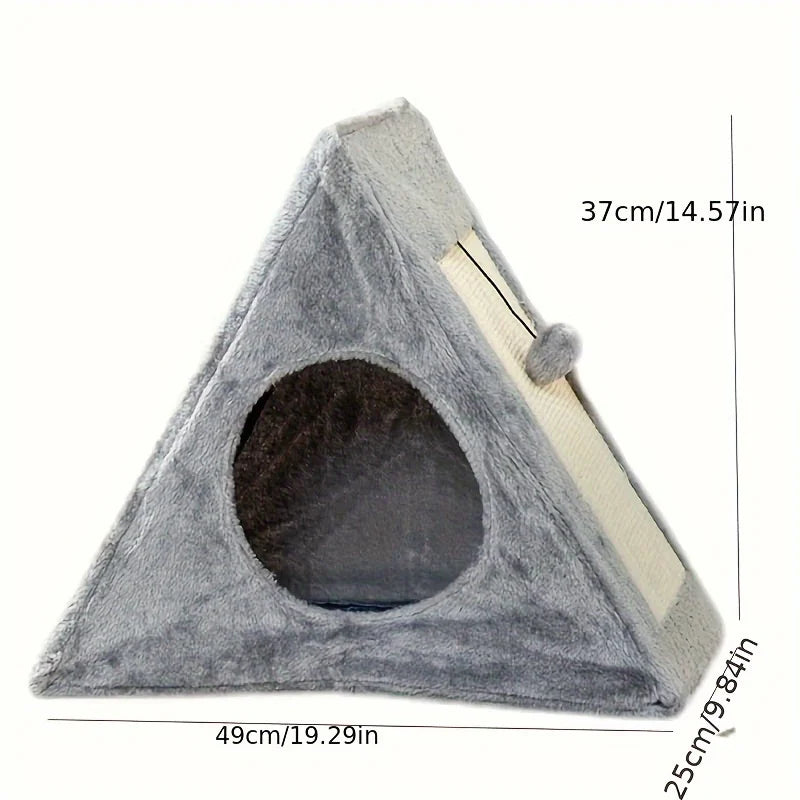 Pet Bed For Cats Under 15 Lbs Plush Ball Toy Scratch Board