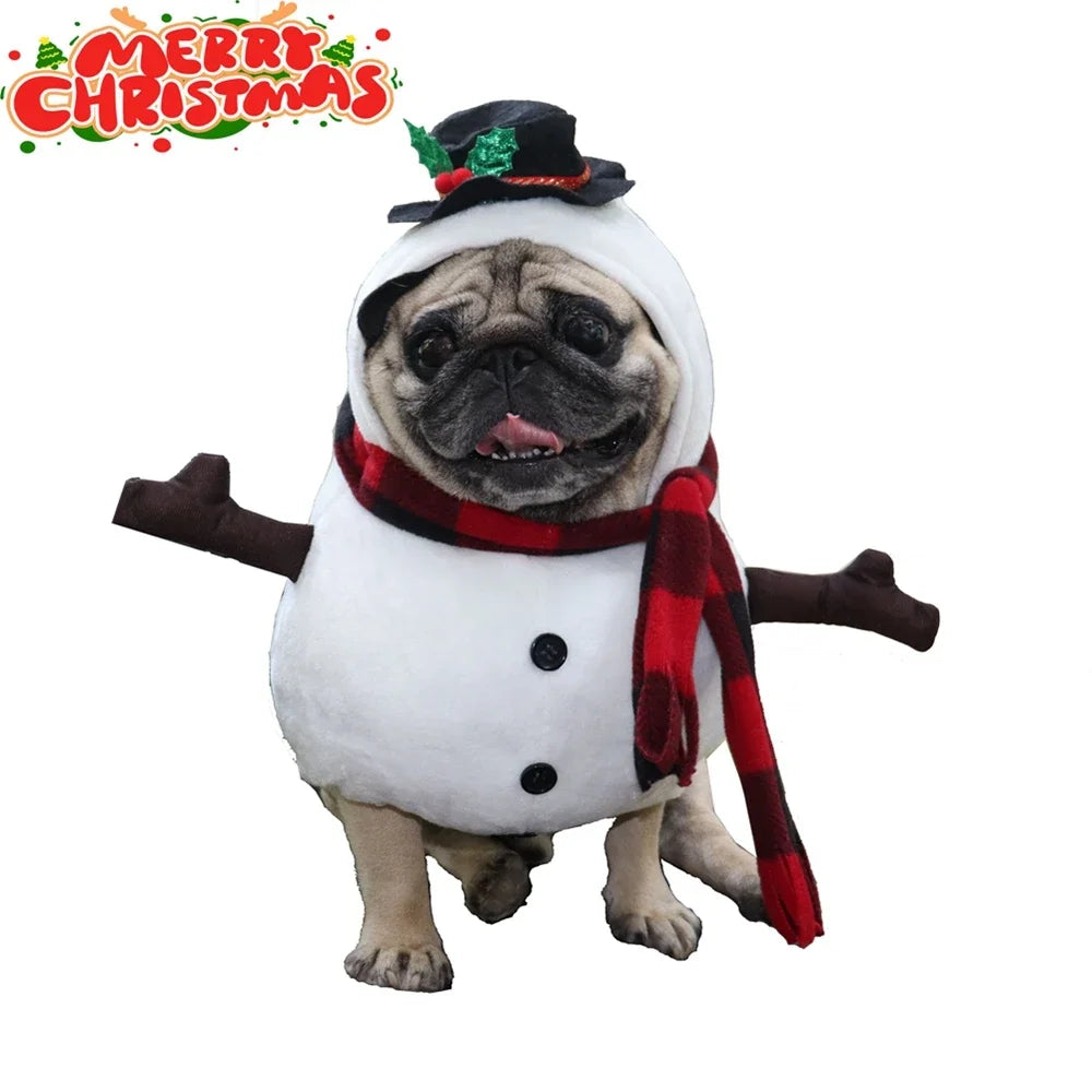 Christmas Snowman Dog Costume For Small Dogs Winter Warm