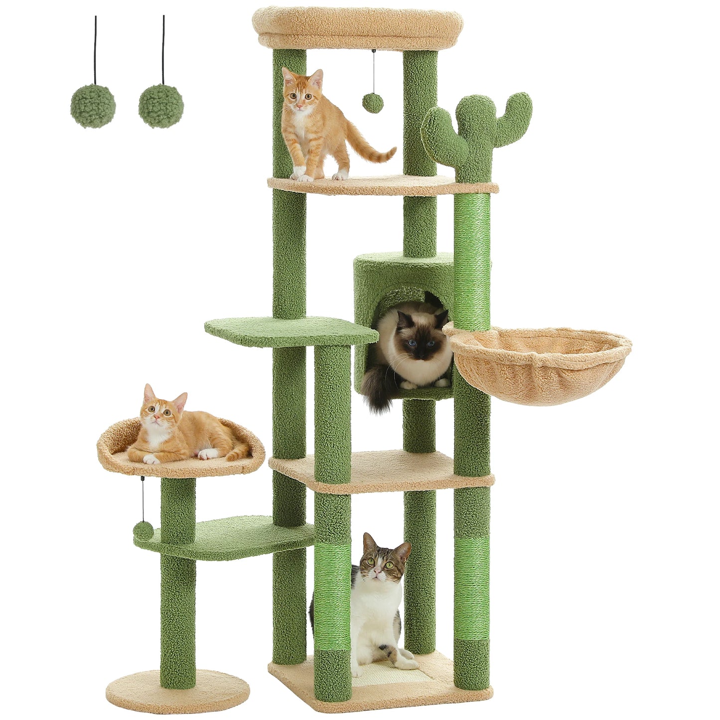 Cactus Tall Cat Tree Indoor Large Cats Multi Level Condo