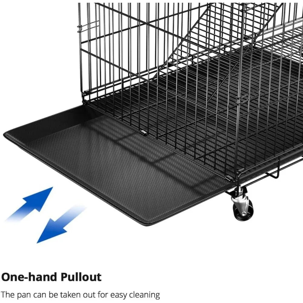 6-Tier Large Cat Cage Playpen, 72-inch Indoor/Outdoor Enclosure with 3 Doors, Hammock, Suitable for Cats, Kittens,