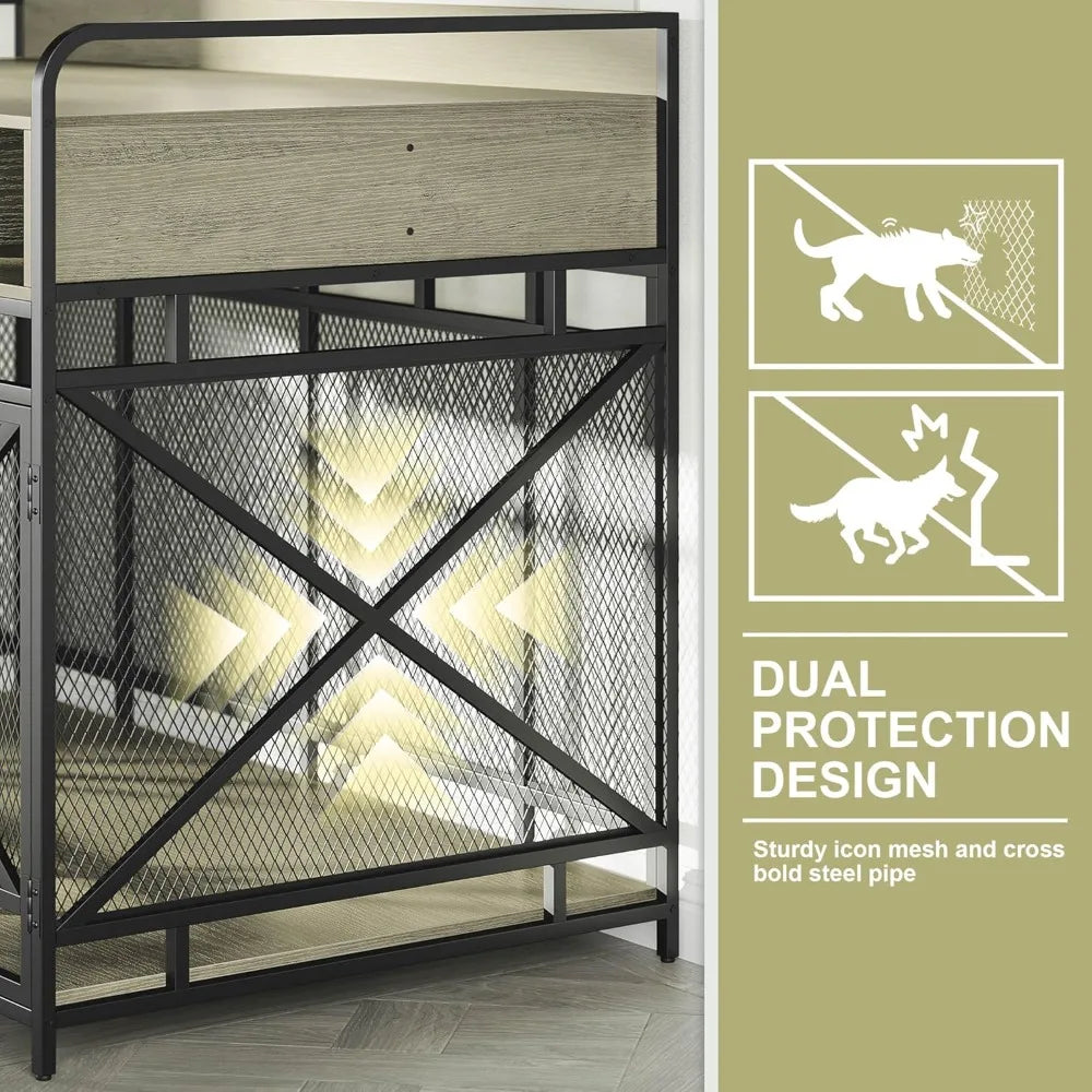 48 Inch Large Dog Crate End Table With 3 Drawers Heavy Duty