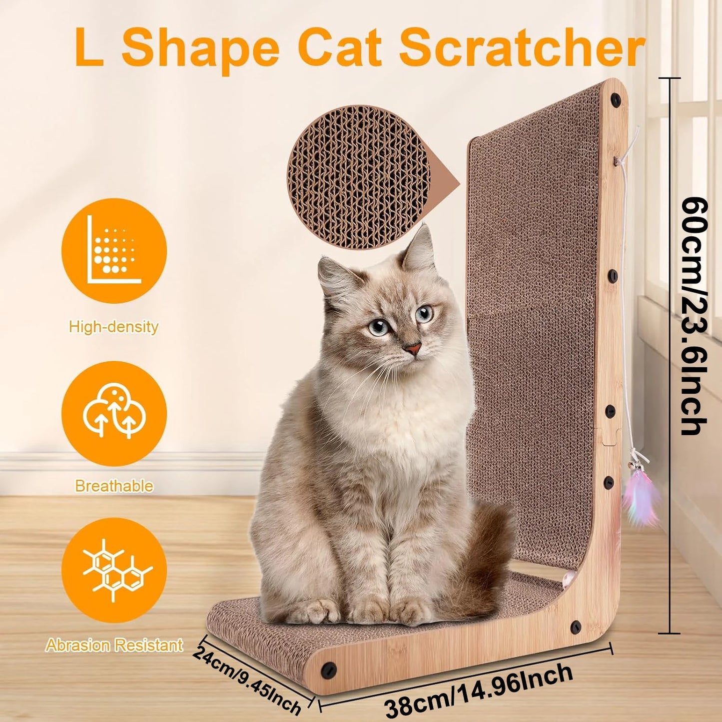 L Shape Cat Scratcher 23.6 Inch Cardboard Cat Scratch Pad