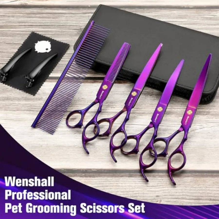 Dog Grooming Scissors Set 6.5 7 Inch Straight Up Down Curved