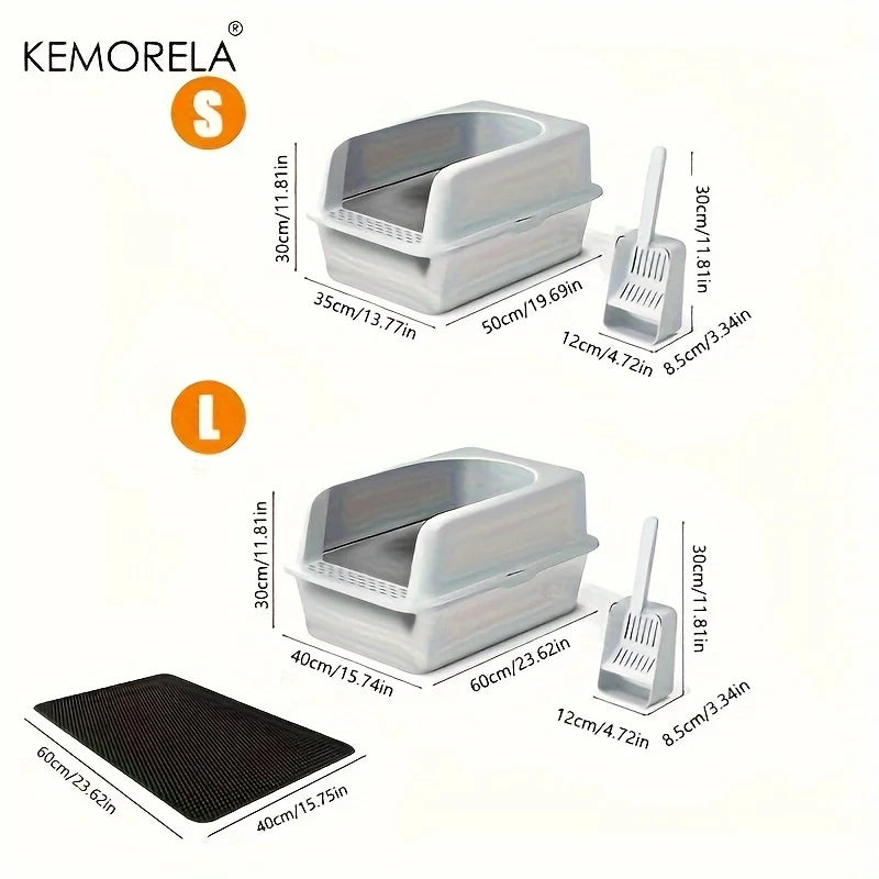 Stainless Steel Litter Box With Mat And Spade Lid High Side