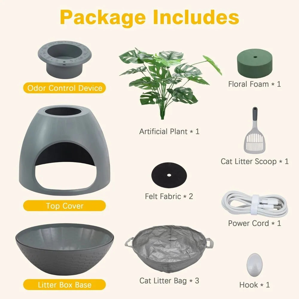 Egg Shaped Cat Litter Box Odor Removal System Semi Enclosed