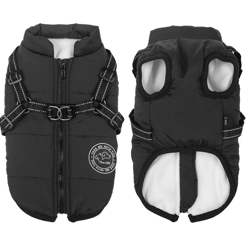 Winter Warm Dog Jacket Waterproof Coat Fleece With Harness For Small To Large Dogs All Sizes Chihuahua Labrador