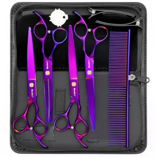 Dog Grooming Scissors Set 6.5 7 Inch Straight Up Down Curved