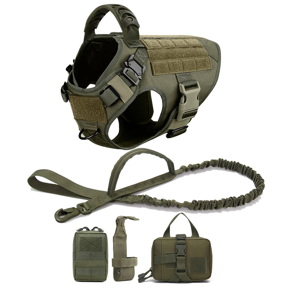 Military Dog Harness Vest Set For Large Dogs Tactical Leash