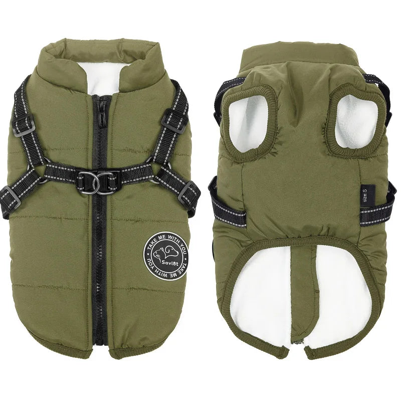 Winter Warm Dog Jacket Waterproof Coat Fleece With Harness For Small To Large Dogs All Sizes Chihuahua Labrador