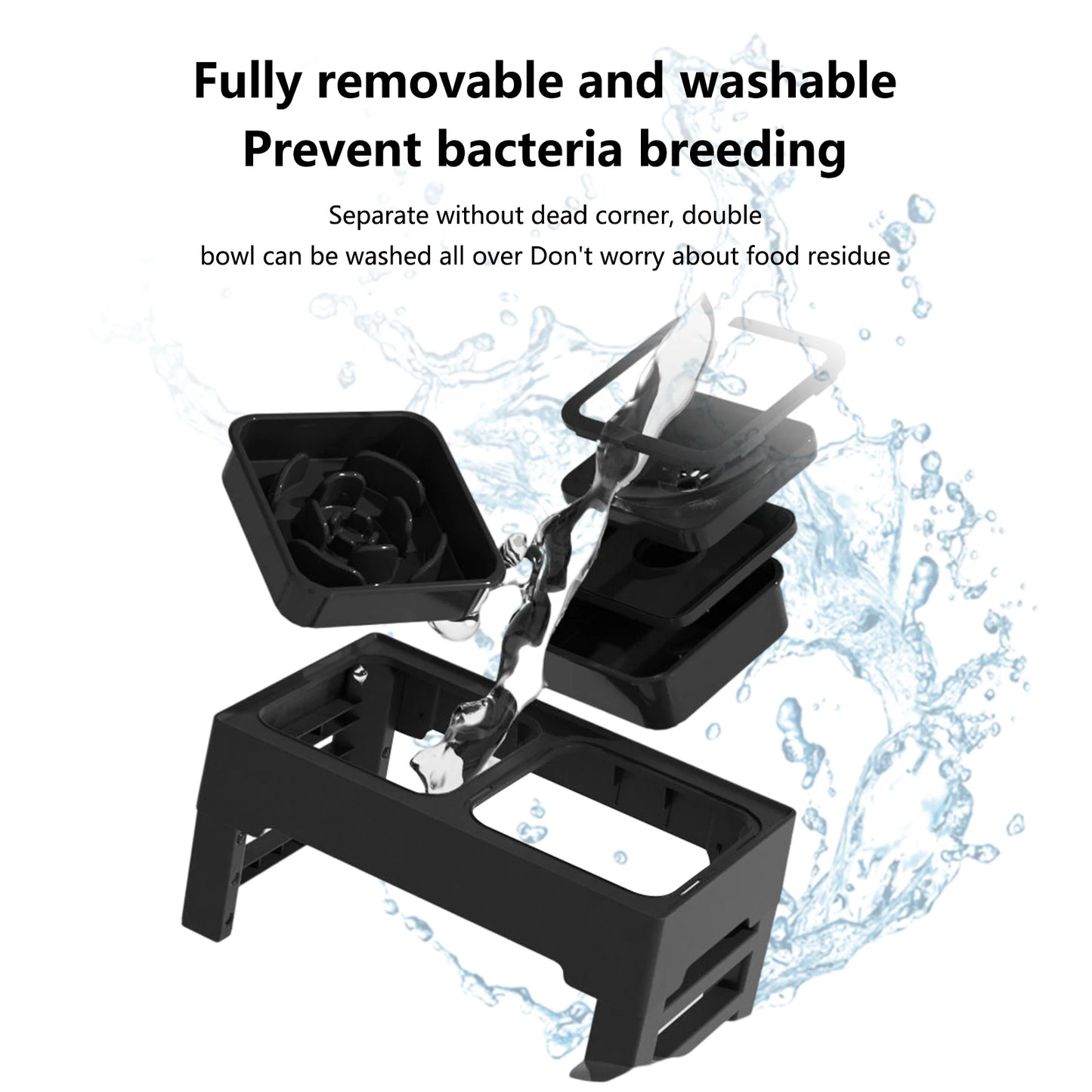 3 In 1 Stainless Steel Slow Feed Water Bowls For Pets